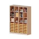 ErgoTray Regal, 4reihig, 5 OH, zweiteilig, unten 24 flache Boxen, oben 8 EB, B/H/T 140,6x190x50cm 